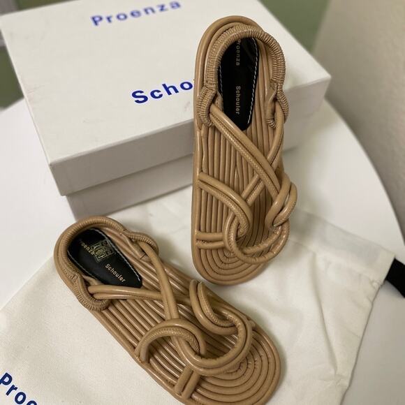 NWT Women’s Proenza Schouler Fabri Cable Sandal Flat Khaky Beige Sz US 7 EU 37 - Picture 9 of 15